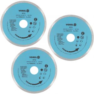 Yato Vorel - 3 disques diamant scie a carrelage 125x22.2x5x1.6 super fin 1.6mm pour coupe eau
