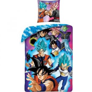 Parure de lit - DRAGON BALL Z - Son Goku vs Goku Ros&eacute; - Microfibre - 1 housse de couette 140 x 200 cm + 1 taie 63 x 63 cm