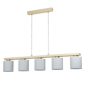 Eglo Suspension Castralvo avec 5 abat-jour en tissu