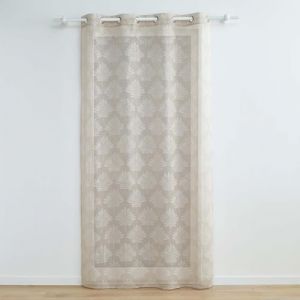 Douceur d'intérieur, Voilage à Œillets (140 x 240 cm) Levita Taupe, Voile Tissé Appliqué