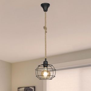 Nova Lampe de suspension de corde iuta avec nœud et lampes à cage hors design unique
