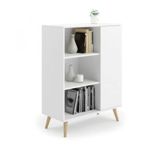 Bibliothèque Fondi pieds bois blanc