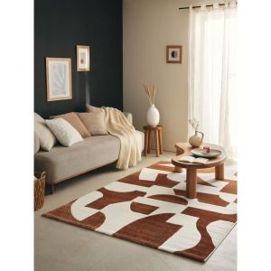 Tapis de salon motif géométrique - NAZAR RUGS - 80x150 cm - Memphis - Marron