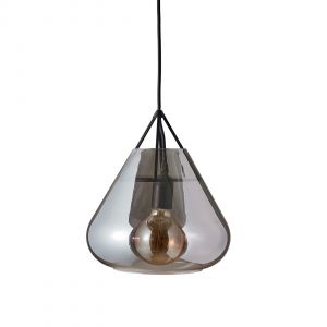 Dyberg Larsen - Noir/Verre fumé - Volta - Suspension - Fabriqué en noir verre fumé et métal - Noir/Verre fumé - Lampe de plafond Chambre à coucher - 60 W/E - luminaire plafonnier