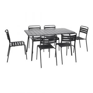 Sweeek Table de jardin pliante métal 6 chaises Amelia anthracite 1412 x 80 x 725cm