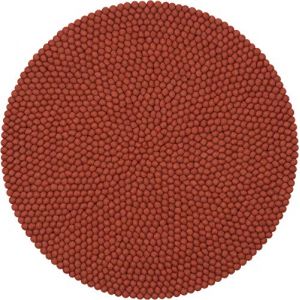 Myfelt Lora Tapis Rond en Feutre - Rouge, Feutre 100% Laine Vierge de Nouvelle-Zélande., Rouge, 50cm Ø