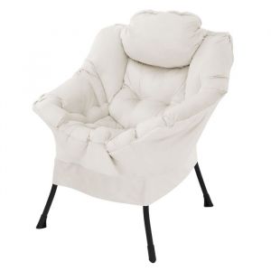 Ml-design - Fauteuil Relax Crème, Fauteuil de Salon avec Accoudoirs et Poche Latérale, à Oreilles Ergonomique, Lounge Rembourré de Lecture