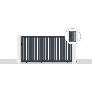 Pack portail coulissant 300x160cm veymont + Portillon 1m veymont H.160cm Gris
