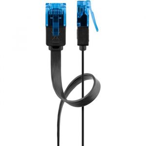 Goobay Cat 6A C&acirc;ble de liaison plat, u/utp, Noir, 20 m (96389)