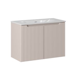 Meuble vasque encastrée 2 portes stratifiés beige