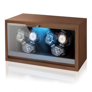 Olvy Time - Watchwinder Wood - 6 Watches - Remontoir - Remontoir de montres - Avec éclairage LED