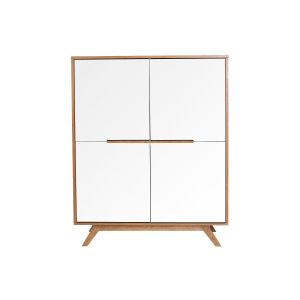 Miliboo Buffet scandinave haut 4 portes bois et blanc HELIA