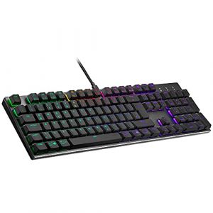 Cooler master SK652 Clavier Mécanique Layout DE, Taille Standard, Touches Flottantes Low Profile, Red Switches, Rétroéclairage RGB par Touche, Filaire (USB Type-A), Compatible PC & MacOS - Gris Métal