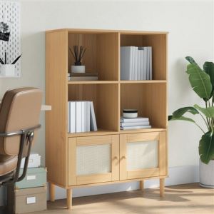 VidaXL Bibliothèque SENJA aspect de rotin marron bois massif de pin