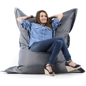 Pouf Géant Graphite Antrhacite BiG52 Classic 170x130 cm - Déhoussable, Intérieur/Extérieur, Rempli de Billes de Polystyrène
