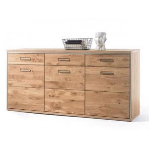 Image de Pegane Buffet en chêne bianco massif - Longueur 184 x Hauteur 89 x Profondeur 45 cm