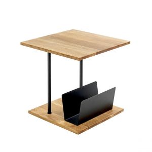 Table d'Appoint & Porte Revues Pika 45cm Chêne & Noir