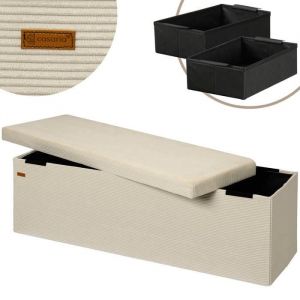 Banc Beige Cord 114x38x38cm MDF pliable