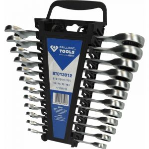 BRILLIANT TOOLS Jeu de cl&eacute;s de combinaison &agrave; cliquet 12 pcs