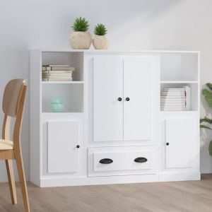 VidaXL Buffets 3 pcs blanc bois d'ingénierie White