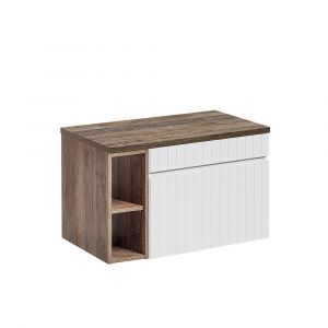 SANS Meuble sous-vasque 80cm 2 niches Zelie Blanc et Bois