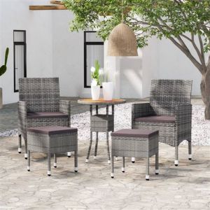 VidaXL Salon de jardin 5 pcs Résine tressée Gris