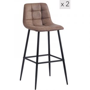 Lot de 2 Tabourets de Bar Metal Simili Scandinave Simili - Marron