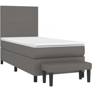 VidaXL Lit à sommier tapissier avec matelas Gris 90x190 cm Similicuir