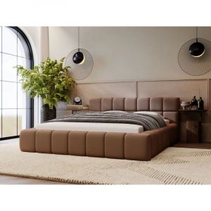 Lit rembourré avec rangement 180x200 velours marron Alicante
