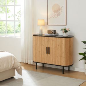 Buffet Tvedestrand 100 x 40 x 80 cm noir naturel [en.casa]