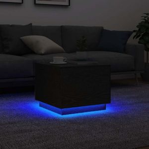 VidaXL Table basse avec lumi&egrave;res led ch&ecirc;ne noir 50x50x40 cm