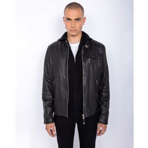 Schott Blouson café racer effet usé Noir - Couleur Noir - Taille M