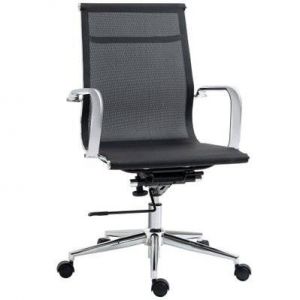 Vinsetto Fauteuil de bureau direction réglable pivotant 360° fonction bascule verrouillable piètement et accoudoirs chromés maille noir