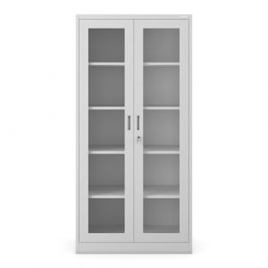 Jan Nowak Armoire de Bureau C012 Armoire m&eacute;tallique de Rangement Vitrine 4 &eacute;tag&egrave;res Acier verrouillable (Gris)