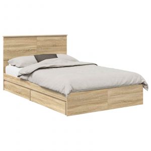 VidaXL Lit de Rangement Ch&ecirc;ne Sonoma 120 x 200 cm Bois d'ing&eacute;nierie