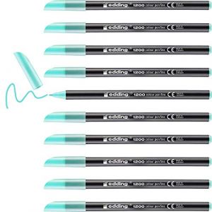 Edding 1200 Feutre de coloriage pointe fine - menthe tendre (vert) - 10 stylos - pointe ronde 1 mm - stylo pour ecriture, dessin, coloriage