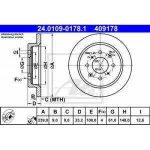 ATE Jeu de 2 disques de frein 24.0109-0178.1