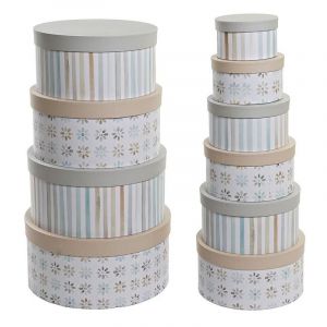 Boîte de rangement style shabby carton blanc, beige, multicolore, gris - Couleur:GRIS