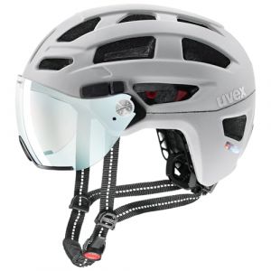 Uvex Finale Visor v - Casque Urbain s&ucirc;r pour Femmes et Hommes - avec visi&egrave;re photochromique - inclut Un &eacute;clairage LED - Papyrus Matt - 52-57 cm