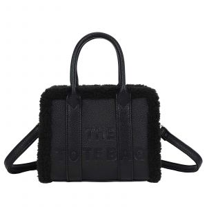 Sac &agrave; Main pour Femme THE TOTE BAG avec Poign&eacute;es Rigides et Bordures en Fourrure Avizar Noir