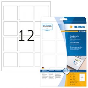 Herma 10109 Étiquettes carrées 60 x 60 mm/A4 Amovible/sans traces papier blanc mat Lot de 300 (Import Allemagne)