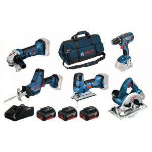 Bosch 18V 5-Set GSR 18V-28 + GST 18V-LI S + GWS 18-125 V-LI