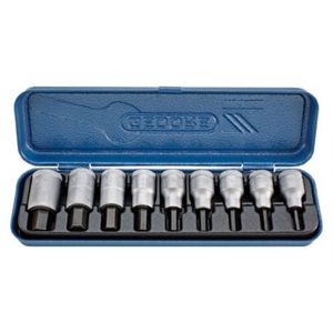 Gedore Composition d'embouts de vissage 1/2'' pour vis femelle &agrave; 6 pans en pouces am&eacute;ricains, Quantit&eacute; : 9 pi&egrave;ces -