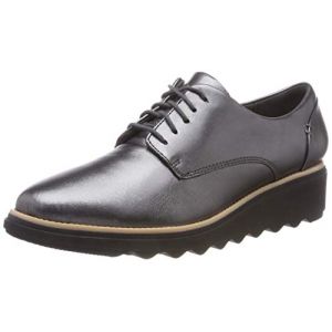 Image de Clarks Sharon Noel, Derbys Femme, Argent (Gun Metal Lea), 38 EU