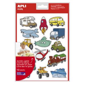 APLI Pochette 12 feuilles gommettes Les transports