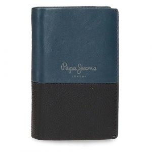 Pepe Jeans Portefeuille double vertical en cuir avec porte-monnaie Bl