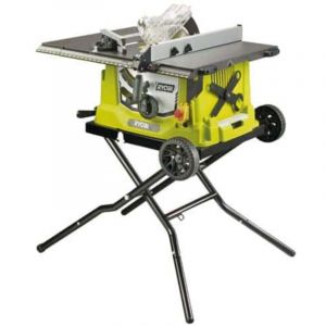Ryobi [JAMAIS UTILIS&Eacute;] Scie sur table &eacute;lectrique 1800W 254mm - pi&egrave;tement r&eacute;tractable - roues - extension - RTS1800EF-G