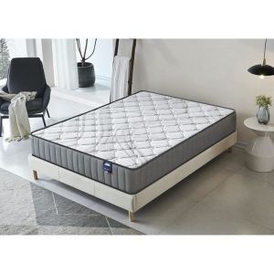 Matelas + Sommier (160 x 200cm)- Matelas Sirius Latex naturel 22cm + Sommier Bois, Stable & Robuste, revêtement Tissu Blanc