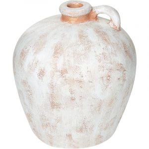 Beliani Vase Décoratif en Terre Cuite Blanc Finition Laquée 31 cm Fait Main pour Fleurs Sèches Ipoh