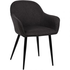 CLP Chaise de salle à manger Boise en Tissu avec Piètement en Métal noir, Noir